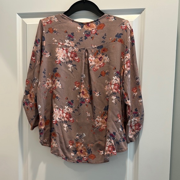West Kei Brown Floral Wrap Top - Picture 5 of 5